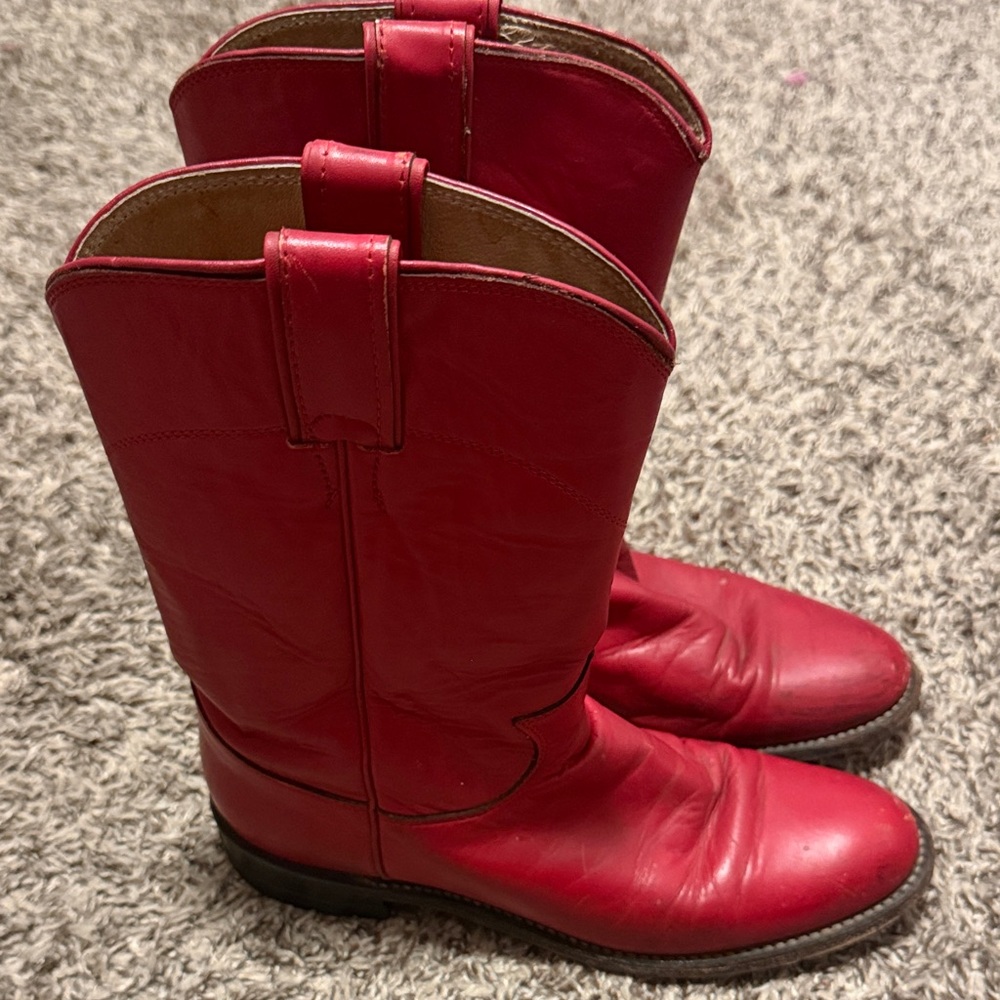 Justin Boots Red Leather Cowboy Boots women’s